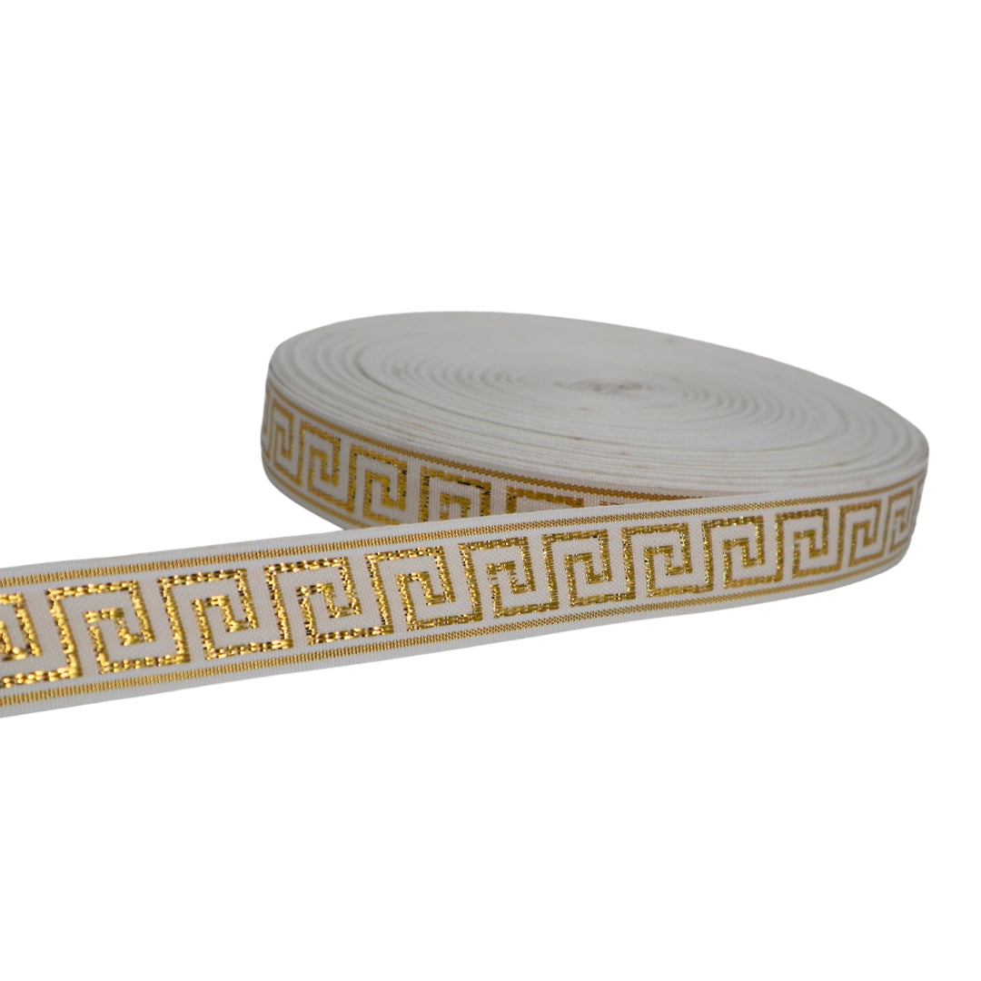 CINTA VICTORIA LUREX BLANCO/DORADO - 25MM / 50MTS