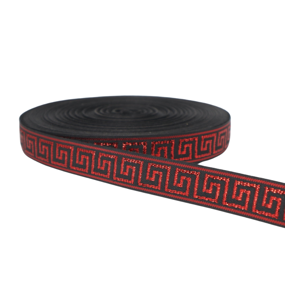 CINTA VICTORIA LUREX NEGRO/ROJO - 25MM / 50MTS