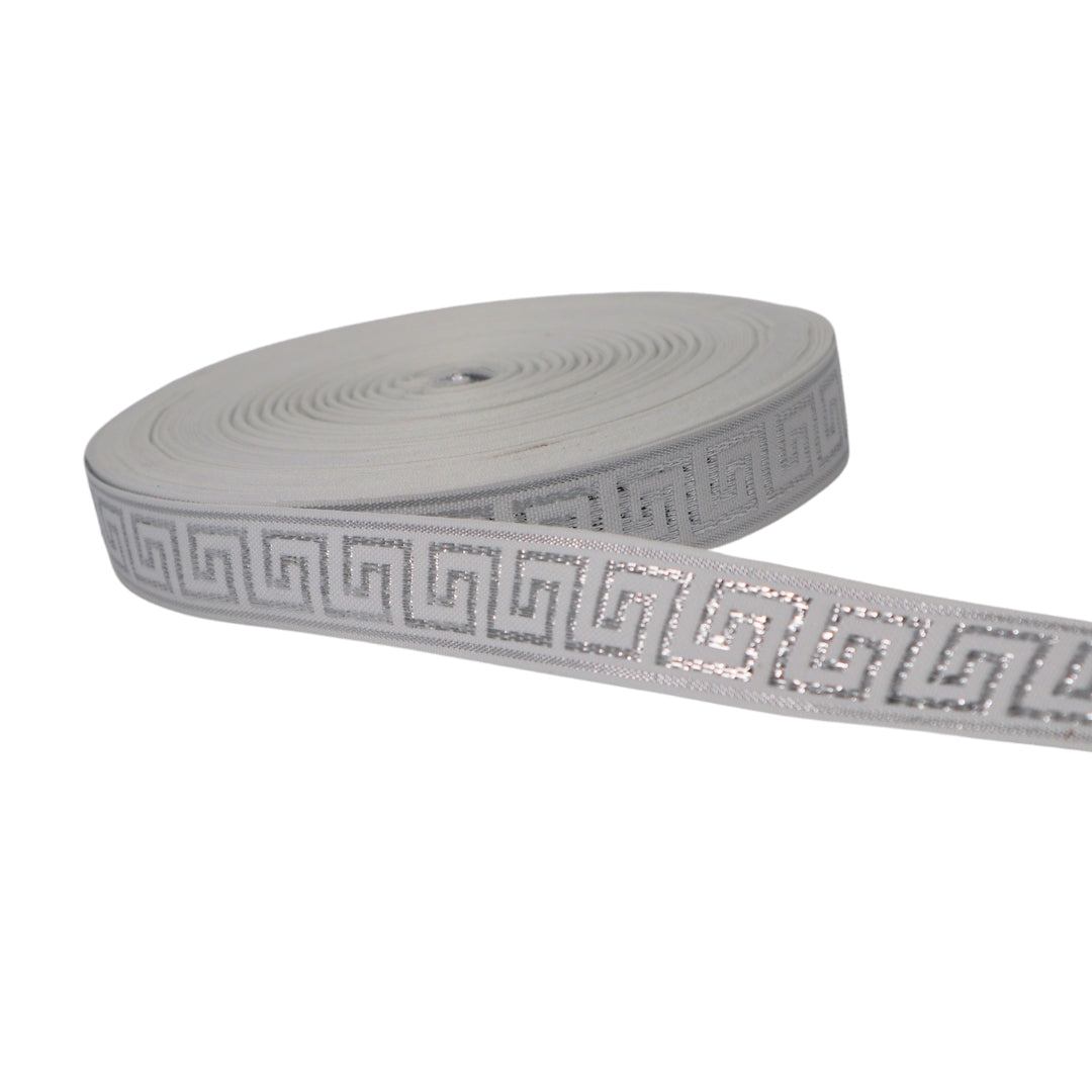 CINTA VICTORIA LUREX BLANCO/PLATA - 25MM / 50MTS