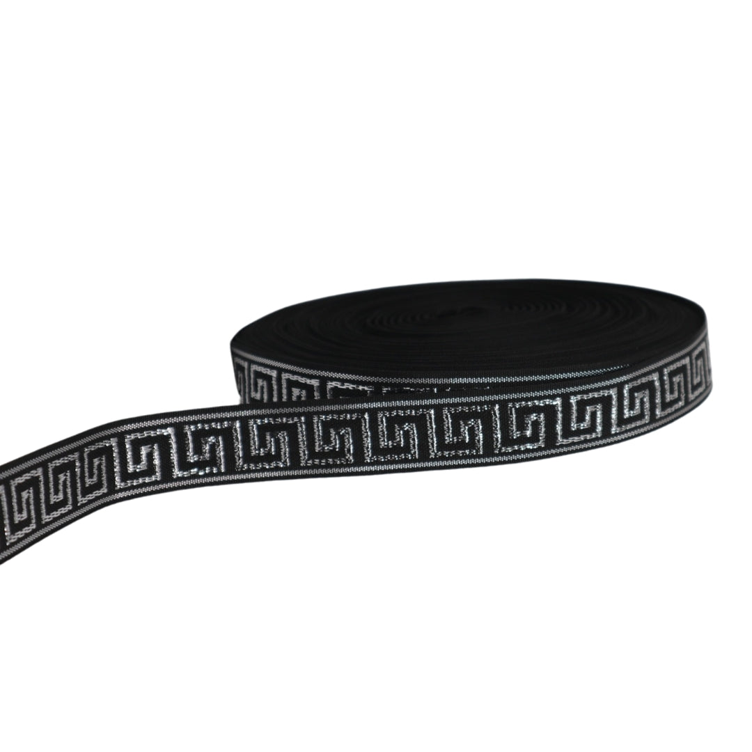 CINTA VICTORIA LUREX NEGRO/PLATA - 25MM / 50MTS
