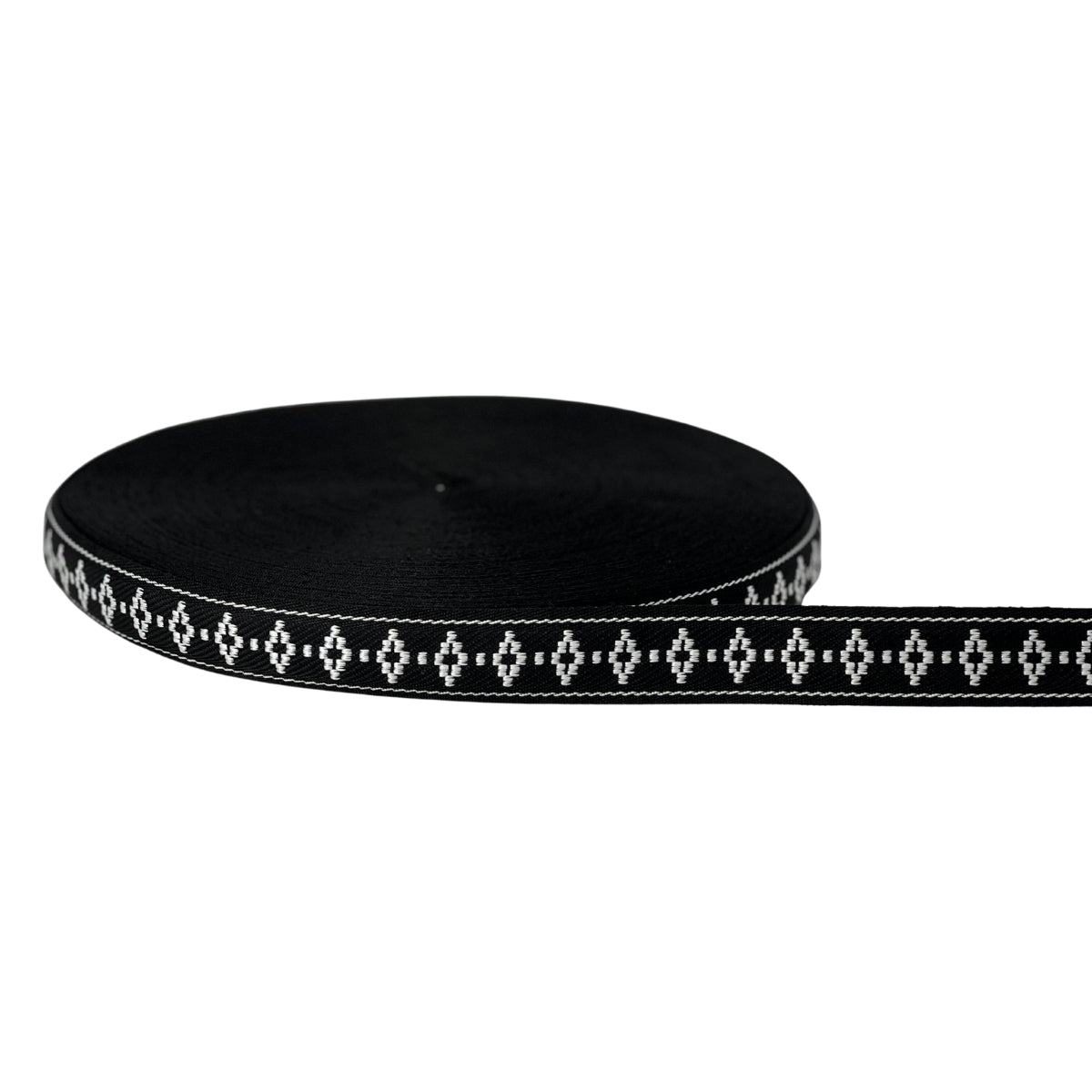 CINTA ETNICA NEGRO BLANCA / 25MM / 50MTS
