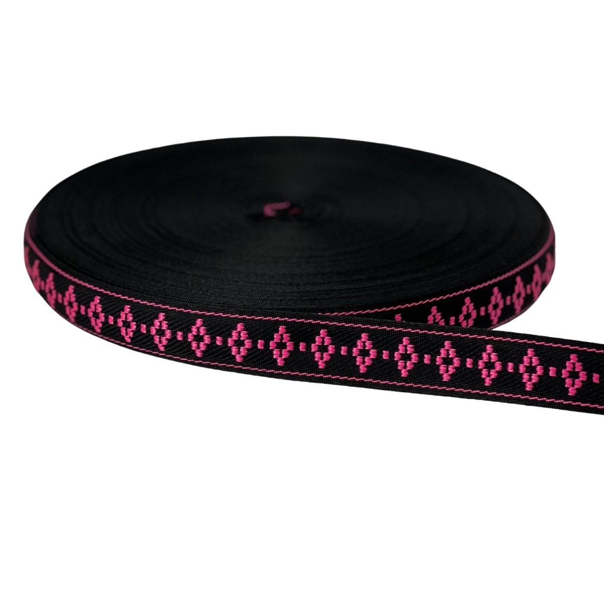 CINTA ETNICA NEGRO ROSA / 25MM / 50MTS
