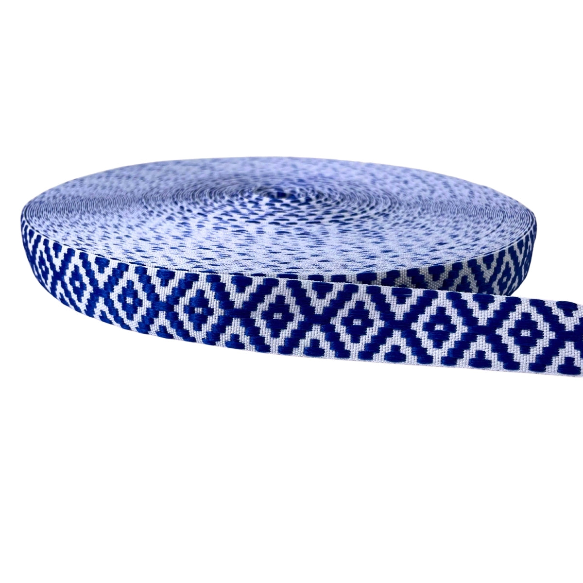 CINTA ROMBO BLANCO/AZUL / 25MM / 50MTS