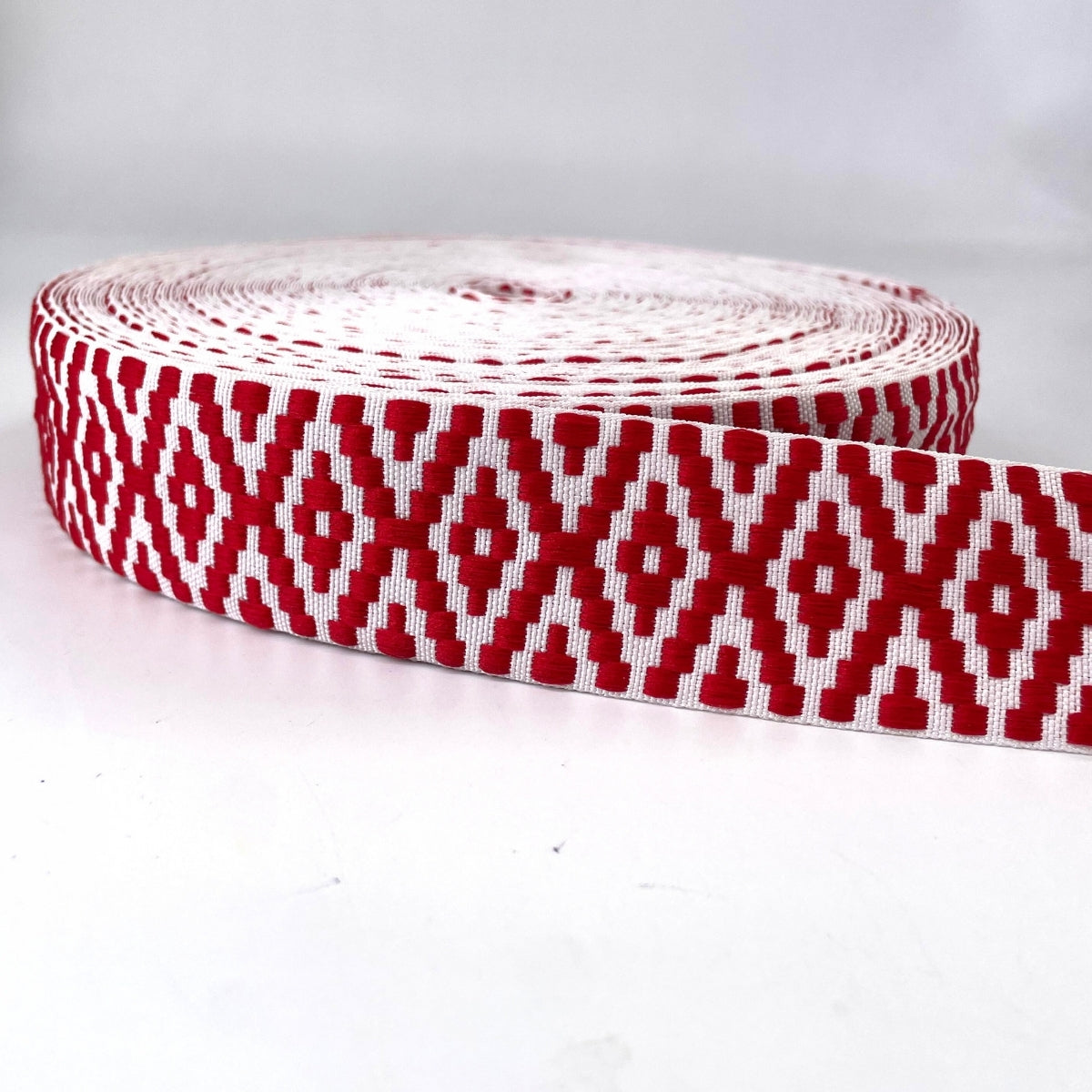 CINTA ROMBO BLANCO/ROJO / 40MM / 50MTS