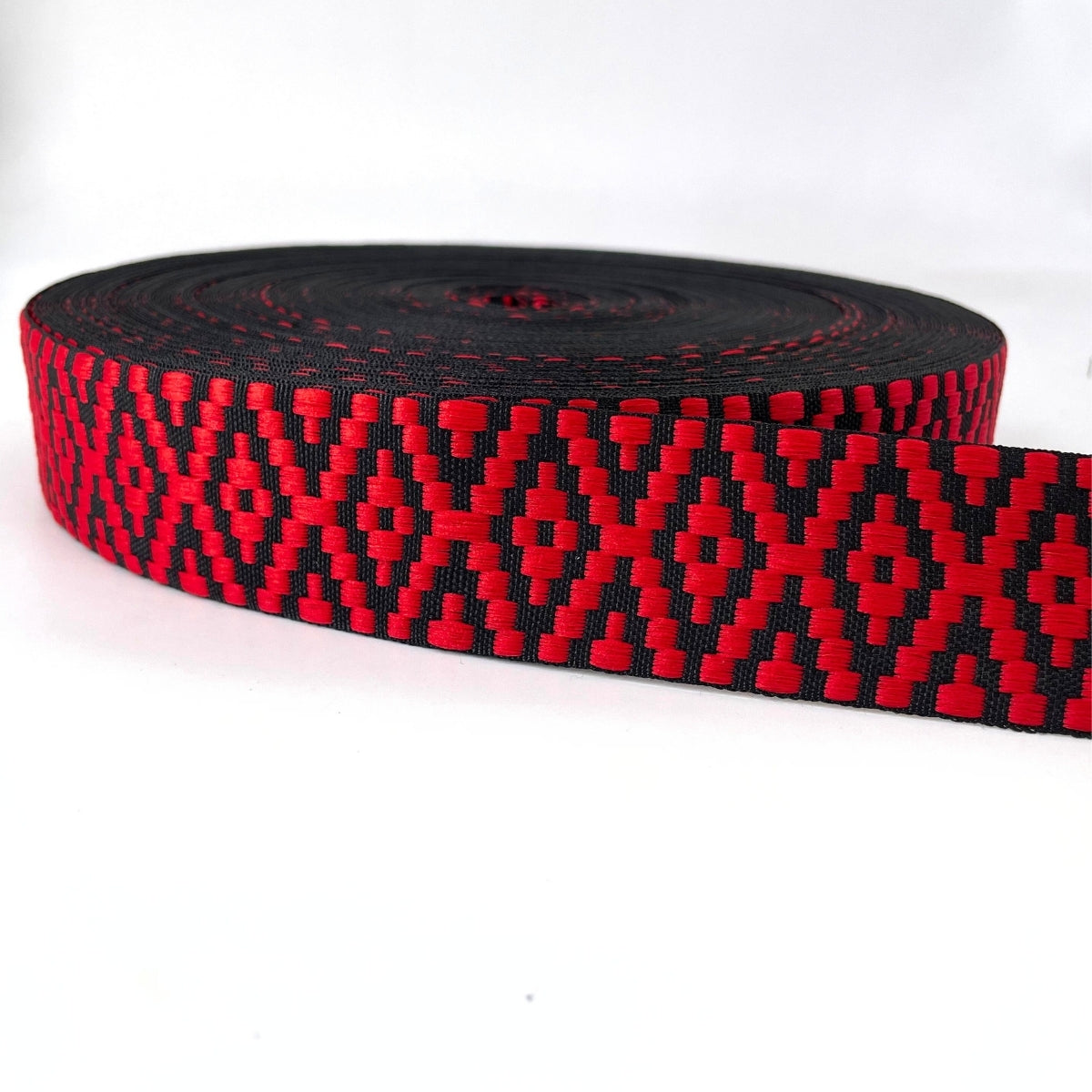 CINTA ROMBO ROJO/NEGRO / 40MM / 50MTS